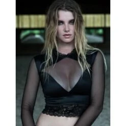 Langarm Minitop DIAMANT Satin Schwarz Von Cadolle