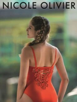 Makramee Träger Badeanzug CHATON Von Nicole Olivier -MAISON LEJABY Verkaufsgeschäft badeanzug makramee chaton rot nicole olivier 2 2