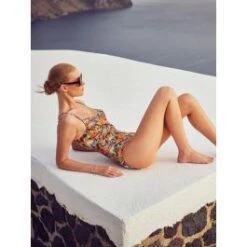 Badeanzug ZEBRA IN PARADISE Apricot Grün Von Fürstenberg