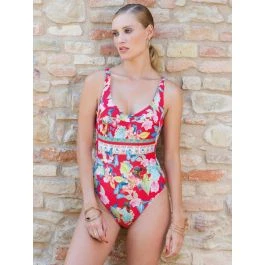 Träger Badeanzug PAPILLON No. 8 Rot-bunt Von Chiara Fiorini 3 Träger Badeanzug PAPILLON No. 8 Rot-bunt Von Chiara Fiorini