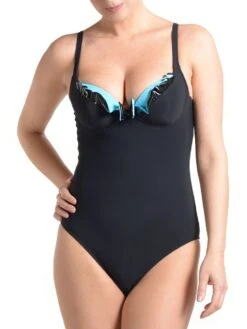 Träger-Badeanzug RHODA Schwarz-türkis Von Je Suis -MAISON LEJABY Verkaufsgeschäft badeanzug schwarz tuerkis je suis 2 1