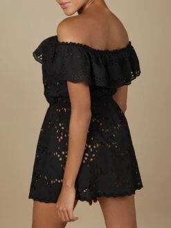 Baumwolle Lochspitze Sommerkleid GLADYS Schwarz Von Marjolaine -MAISON LEJABY Verkaufsgeschäft baumwolle lochspitze sommerkleid gladys 7gla0201 schwarz marjolaine 1