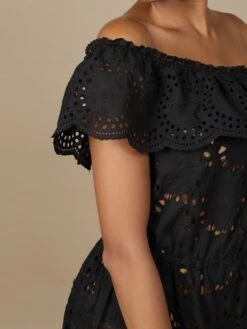 Baumwolle Lochspitze Sommerkleid GLADYS Schwarz Von Marjolaine -MAISON LEJABY Verkaufsgeschäft baumwolle lochspitze sommerkleid gladys 7gla0201 schwarz marjolaine