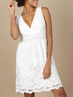 Baumwolle-Spitze Sommerkleid GITANE Naturweiss Von Marjolaine -MAISON LEJABY Verkaufsgeschäft baumwolle spitze sommerkleid gitane 8git0201 naturweiss marjolaine 2