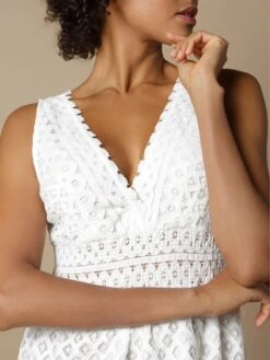 Baumwolle-Spitze Sommerkleid GITANE Naturweiss Von Marjolaine -MAISON LEJABY Verkaufsgeschäft baumwolle spitze sommerkleid gitane 8git0201 naturweiss marjolaine