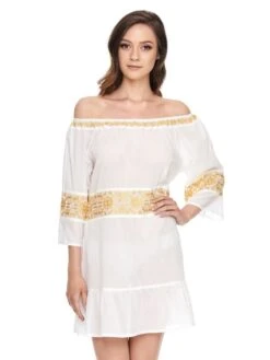 Baumwolle Batist Strandtunika JÖRDIS Mit Stickerei Von Gattina -MAISON LEJABY Verkaufsgeschäft baumwolle tunika joerdis weiss gold 391198 gattina 2