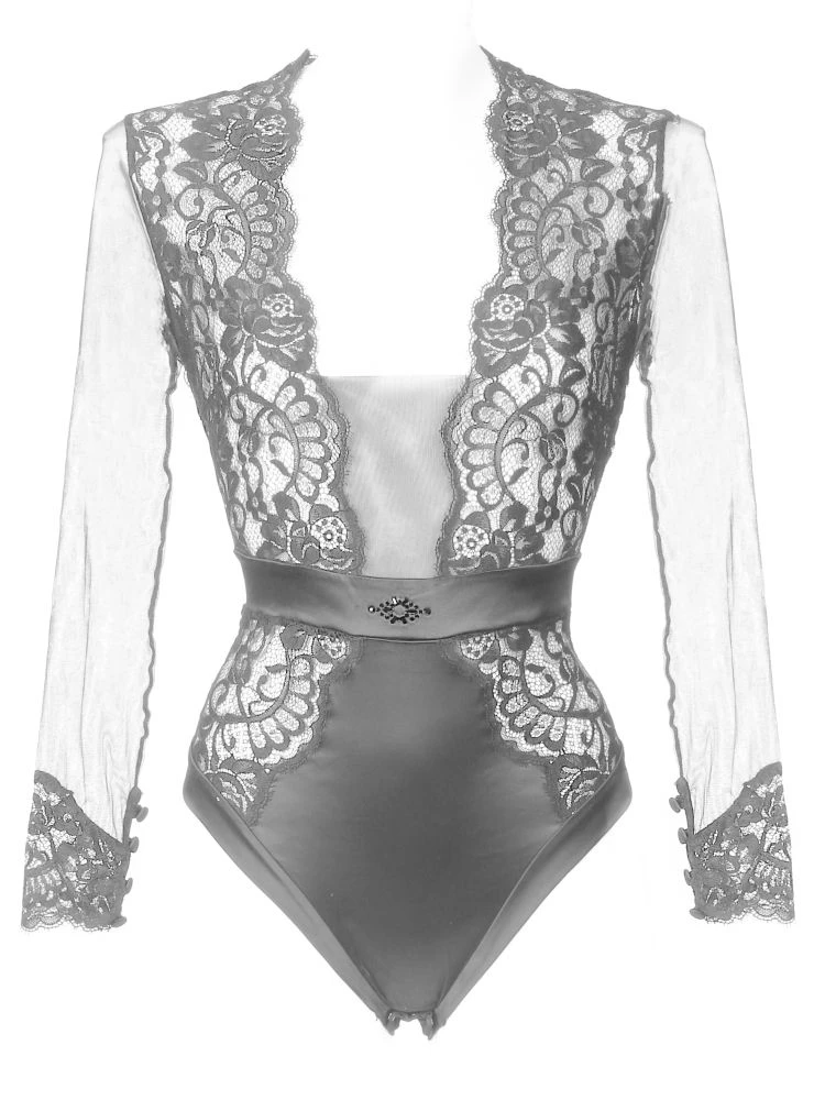Langarm Body Spitze Mit Strass MARLENE Prelude Milano 7 Langarm Body Spitze Mit Strass MARLENE Prelude Milano – Bild 5