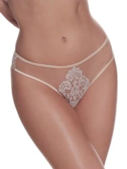 Spitze Brasiliana Slip Gold-creme Von Prelude Milano -MAISON LEJABY Verkaufsgeschäft brasiliana satin spitze gold yd242 prelude milano 1