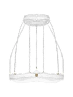 Ouvert Bustier-BH GEISHA CAGE Mit Schmuck-Kristallen Von Cadolle -MAISON LEJABY Verkaufsgeschäft cage geisha elfenbein weiss pearls 4500fb cadolle