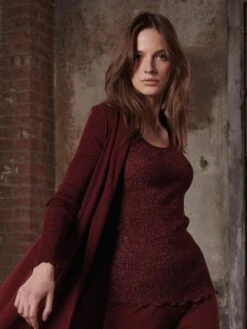 Wolle-Seide GLITZER TOP Von Oscalito -MAISON LEJABY Verkaufsgeschäft camisole top wolle seide lurex bordeaux 3442x oscalito 2 4