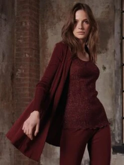 Merino Wolle-Seide CARDIGAN Strickjacke Von Oscalito -MAISON LEJABY Verkaufsgeschäft cardigan lang wolle seide bordeaux 3463 oscalito 2 1 1