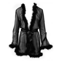 Morgenmantel Mit Federn MARILYN Schwarz Von Escora