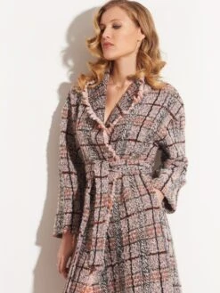 Jacke KUSCHEL BOUCLE Rosa-grau Von Chiara Fiorini -MAISON LEJABY Verkaufsgeschäft freizeit jacke wolle karo g9631bis grau rosa chiara fiorini 4 1