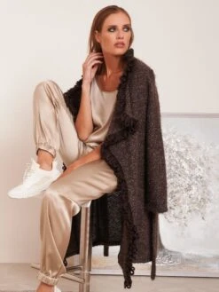 Morgenmantel KUSCHEL MOHAIR Braun Von Chiara Fiorini -MAISON LEJABY Verkaufsgeschäft jacke kuschel mohair braun chiara fiorini