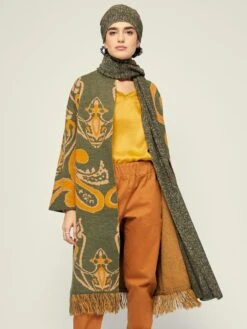 Jacke ETHNO PRINT Lang Mit Fransen Von Fiori Di Chiara -MAISON LEJABY Verkaufsgeschäft jacke lang cashemir kaki 303 04 fiori ethno fiori di chiara