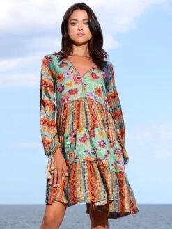 Seidenbatist Tunikakleid GINEVRA MENTA Grün-orange Von Laetitia Beachwear 10 Seidenbatist Tunikakleid GINEVRA MENTA Grün-orange Von Laetitia Beachwear -MAISON LEJABY Verkaufsgeschäft kaftan mint g133 laetitia 7 1