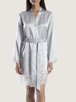 100% Seide Kimono SOIE D´AMOUR Von Aubade -MAISON LEJABY Verkaufsgeschäft kimono seide silber ms65 soie d amour aubade 3