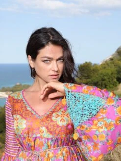 Seidenbatist Strandkleid NARCISO LILLA Von Laetitia Beachwear -MAISON LEJABY Verkaufsgeschäft kleid lila n141 lila laettia 12