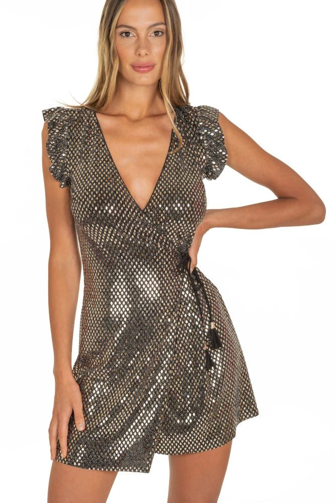 Strandkleid MIRROR RHOMBUS Schwarz Gold Von Pin-Up Stars 4 Strandkleid MIRROR RHOMBUS Schwarz Gold Von Pin-Up Stars – Bild 2