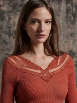 Merino Wolle-Seide LANGARMSHIRT Von Oscalito -MAISON LEJABY Verkaufsgeschäft langarm shirt gerippt wolle seide paprika 6446 oscalito 5