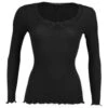 Merinowolle-Seide LANGARM SHIRT Mit Spitze Von Artimaglia -MAISON LEJABY Verkaufsgeschäft langarm shirt wolle seide makramee spitze 67604 schwarz artimaglia 1