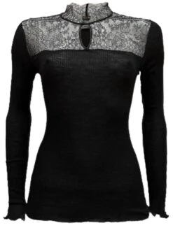 Merinowolle Seide STEHKRAGEN SHIRT Gerippt Von Artimaglia -MAISON LEJABY Verkaufsgeschäft langarmshirt wolle seide 77604 ml schwarz artimaglia 5