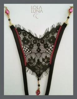 Lola Luna String JOSEPHINE OPEN Schwarz Ouvert -MAISON LEJABY Verkaufsgeschäft lola luna ouvert string josephine open schwarz pink 3 1