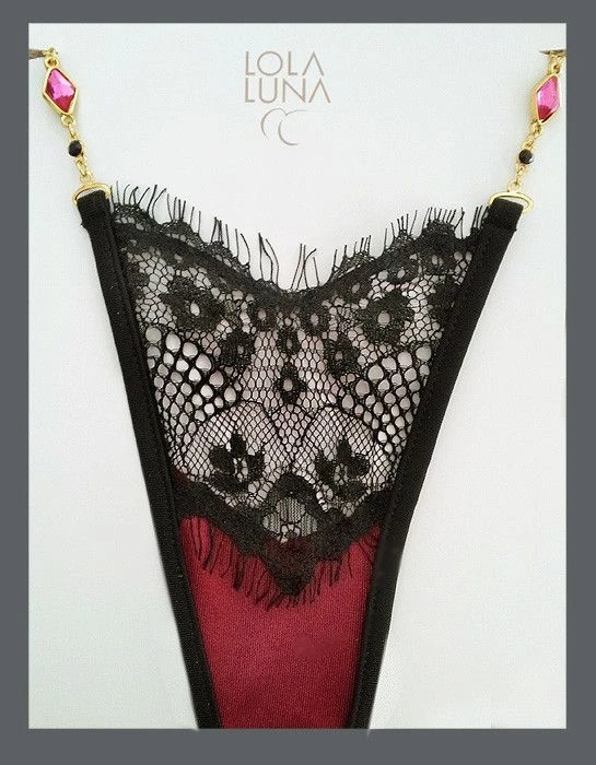 Lola Luna String JOSEPHINE Schwarz-himbeer Geschlossen 6 Lola Luna String JOSEPHINE Schwarz-himbeer Geschlossen – Bild 4