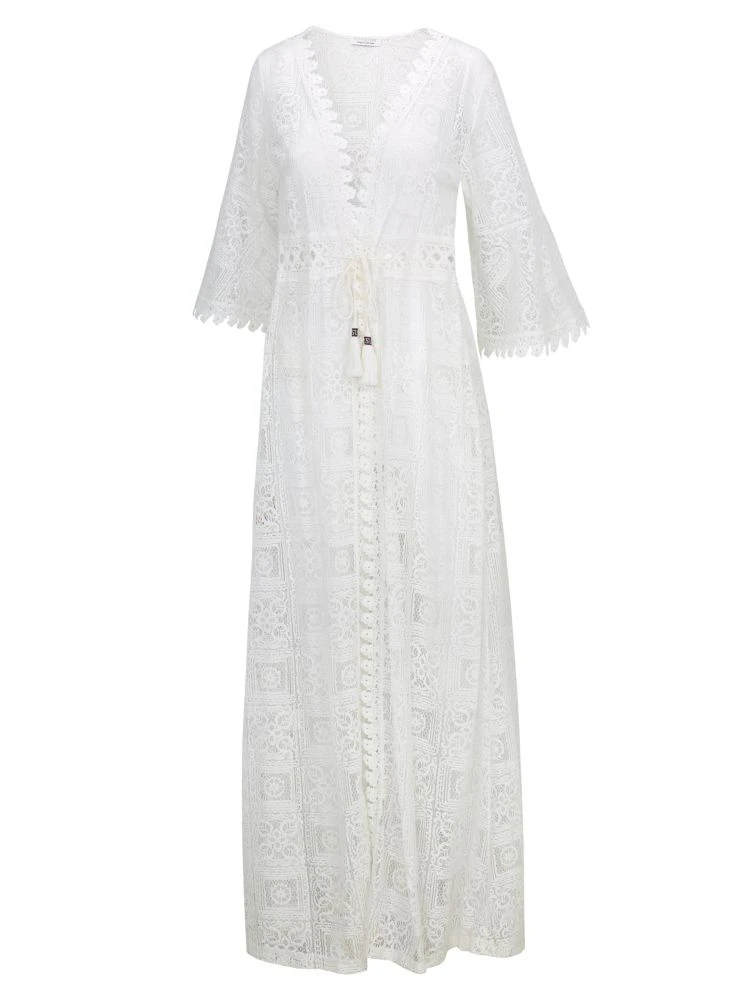 Strand-Mantel BAUMWOLLSPITZE Creme-weiß Eva B. Bitzer 4 Strand-Mantel BAUMWOLLSPITZE Creme-weiß Eva B. Bitzer – Bild 2