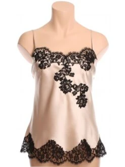 100% Seide Seidentop FLAVIA Mit Spitze Marjolaine -MAISON LEJABY Verkaufsgeschäft marjolaine seide flavia 3fla4003 sand schwarz