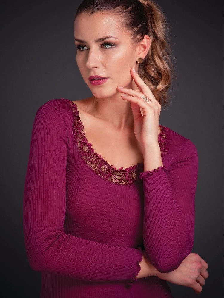 Merinowolle-Seide LANGARM SHIRT Mit Spitze Von Artimaglia 6 Merinowolle-Seide LANGARM SHIRT Mit Spitze Von Artimaglia – Bild 4