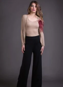 Merinowolle-Seide CARDIGAN Gerippt Von Artimaglia -MAISON LEJABY Verkaufsgeschäft merino wolle seide top 43902 43804 sand artimaglia 2 4 1