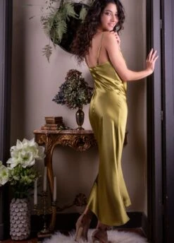 100% Seide Nachtkleid Lang SOIE ODANA Uni Marjolaine -MAISON LEJABY Verkaufsgeschäft nachtkleid seide linde goldgruen odana marjolaine 3 8 1