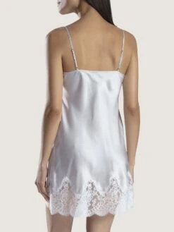 100% Seide Negligé SOIE D´AMOUR Exquisit Aubade -MAISON LEJABY Verkaufsgeschäft negligee seide silber ms40 soie d amour aubade 2 3 1