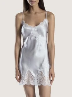 100% Seide Negligé SOIE D´AMOUR Exquisit Aubade -MAISON LEJABY Verkaufsgeschäft negligee seide silber ms40 soie d amour aubade 3 3 1