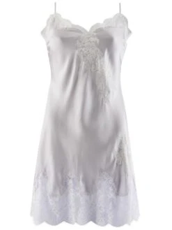 100% Seide Negligé SOIE D´AMOUR Exquisit Aubade -MAISON LEJABY Verkaufsgeschäft negligee seide silber ms40 soie d amour aubade 3 1