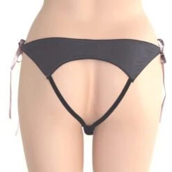 Ouvert-Slip Satin DIAMOR -MAISON LEJABY Verkaufsgeschäft ouvert panty grau rosa diamor 4021d108 rueckseite
