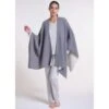 Feinstrick Wolle-Kaschmir PONCHO Von Verdiani Loungewear -MAISON LEJABY Verkaufsgeschäft poncho doubleface wolle kaschmir grau ecru 8810 loungewear verdiani