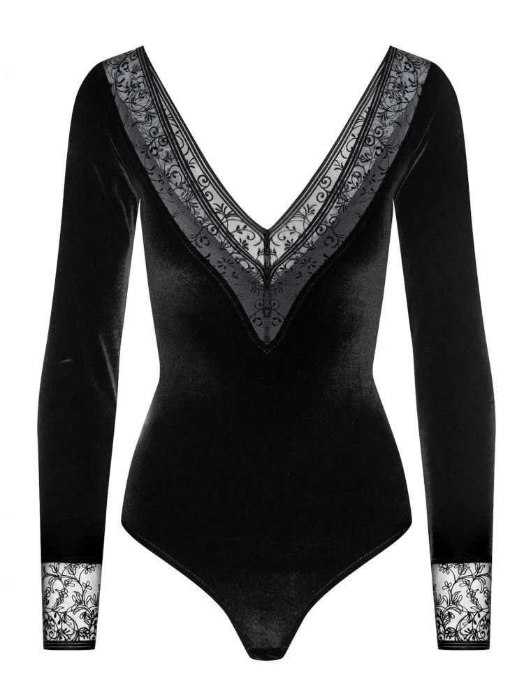 Langarm Samt-Body FLOQUI Schwarz Von Cadolle 6 Langarm Samt-Body FLOQUI Schwarz Von Cadolle – Bild 4