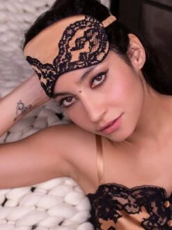 100% Seide Schlafmaske MARJOLIE No. 7 Marjolaine -MAISON LEJABY Verkaufsgeschäft schlafbrille seide caramell schwarz marjolie 3mar0701 marjolaine 2 1 1