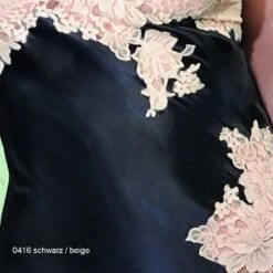 100% Seide Seidentop RARE Mit Spitze Von Marjolaine -MAISON LEJABY Verkaufsgeschäft seide 0416 schwarz beige marjolaine