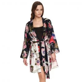 Seide-Baumwolle Kimono FELICIA Schwarz Bunt Von Gattina 3 Seide-Baumwolle Kimono FELICIA Schwarz Bunt Von Gattina