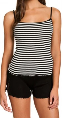 Seide-Baumwolle Spaghetti-Top ARONA Von Gattina -MAISON LEJABY Verkaufsgeschäft seide baumwolle top 81204 schwarz weiss gattina 2 1 1