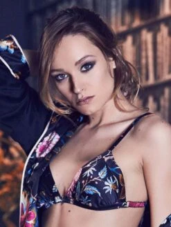 Seide Triangel BH FIDJI Blumendruck Oder Schwarz Von Marjolaine -MAISON LEJABY Verkaufsgeschäft seide bh fid4201 floral marjolaine 2 1