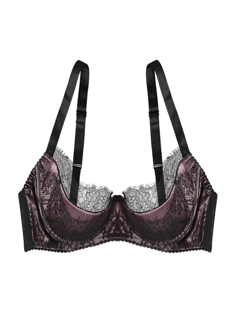 Seide Bügel-BH RAMA SOIE TOURBE Violett-schwarz Von Cadolle 4 Seide Bügel-BH RAMA SOIE TOURBE Violett-schwarz Von Cadolle – Bild 2