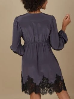 100% Crepe-Seide Blusenkleid INDISCRETE Dunkelgrau Von Marjolaine -MAISON LEJABY Verkaufsgeschäft seide georgette kleid indiscrete 3ind0501 graphit schwarz marjolaine 2