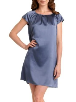 Seide Kurzarm Nachtkleid SEDUZIONE DI SETA Von Gattina -MAISON LEJABY Verkaufsgeschäft seide kurzarm nachtkleid stone grey 381423 seducione di seta gattina 3