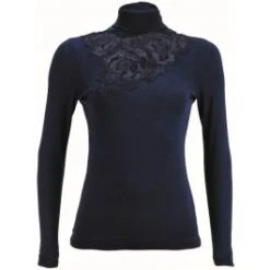 Merinowolle-Seide ROLLKRAGEN SHIRT Mit Spitze Von Artimaglia