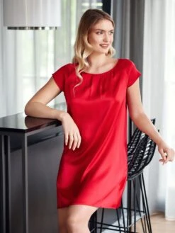 Seide Kurzarm Nachtkleid SEDUZIONE DI SETA Von Gattina -MAISON LEJABY Verkaufsgeschäft seide nachtkleid scarlett 381423 gattina 2