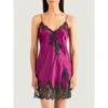 100% Seide Negligé SOIE D´AMOUR Kurz Von Aubade -MAISON LEJABY Verkaufsgeschäft seide neglige ms40 fuchsia schwarz 4 soie d amour aubade 3 1 1